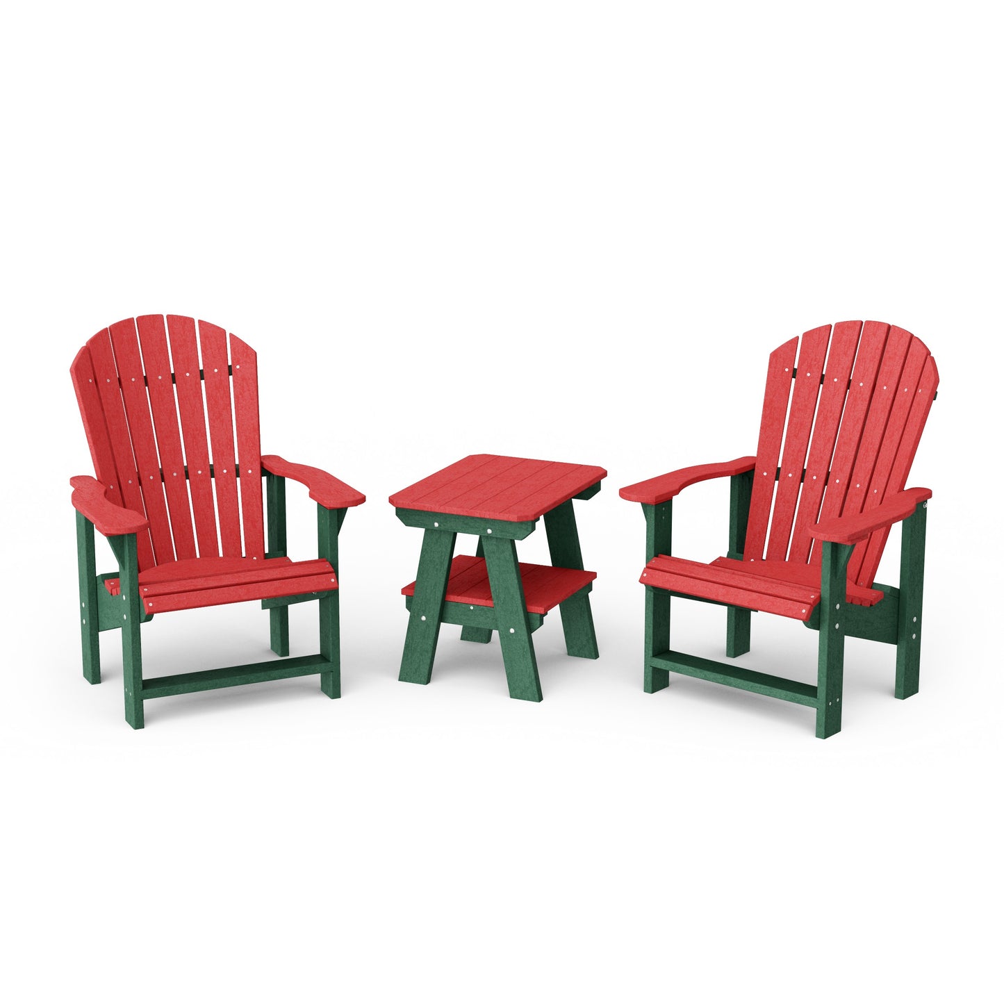 Heritage 3-Piece Upright Adirondack Chair Set with 22" Side Table