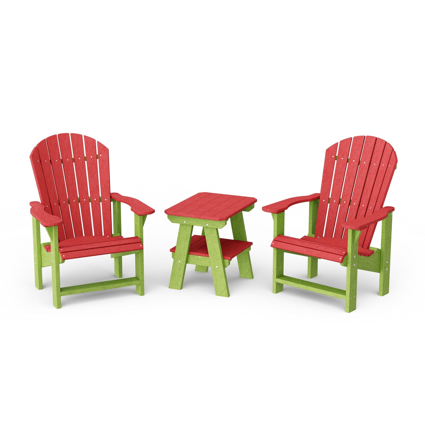 Heritage 3-Piece Upright Adirondack Chair Set with 22" Side Table