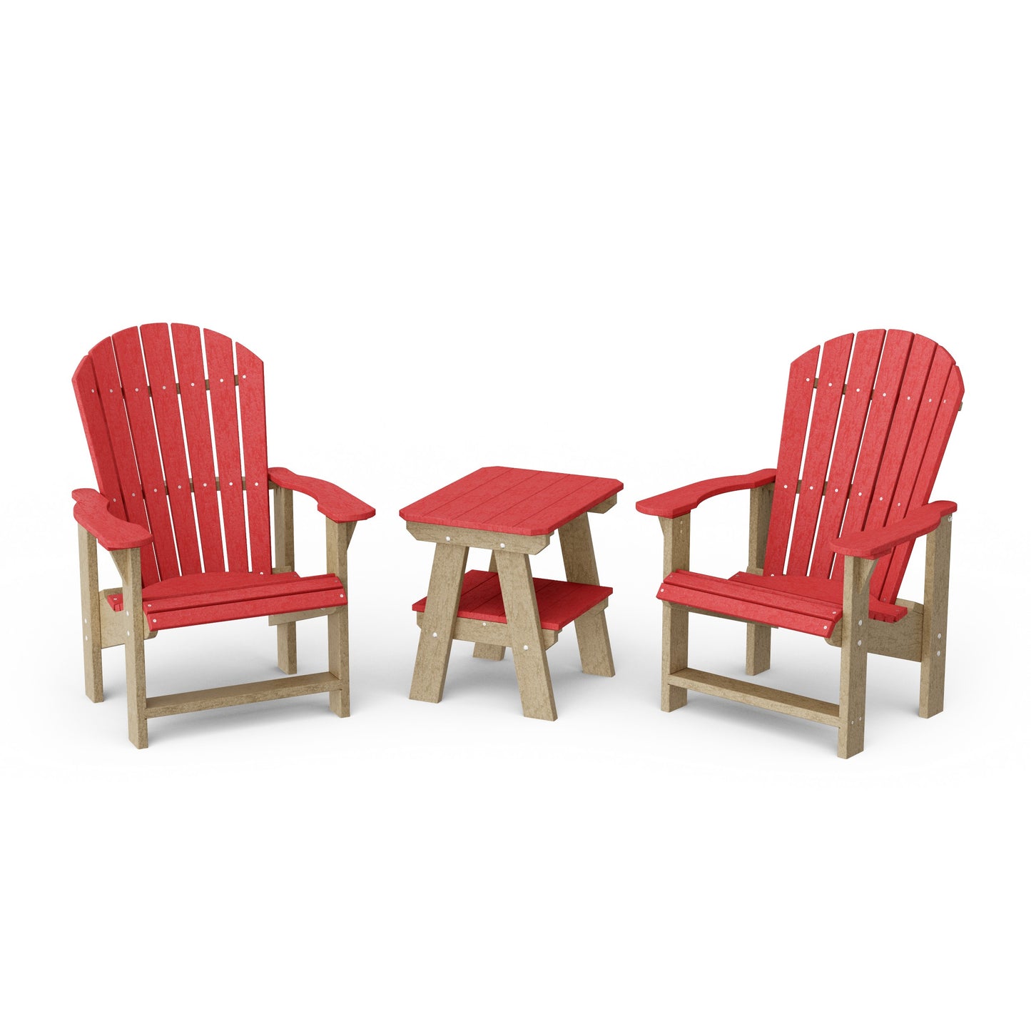Heritage 3-Piece Upright Adirondack Chair Set with 22" Side Table