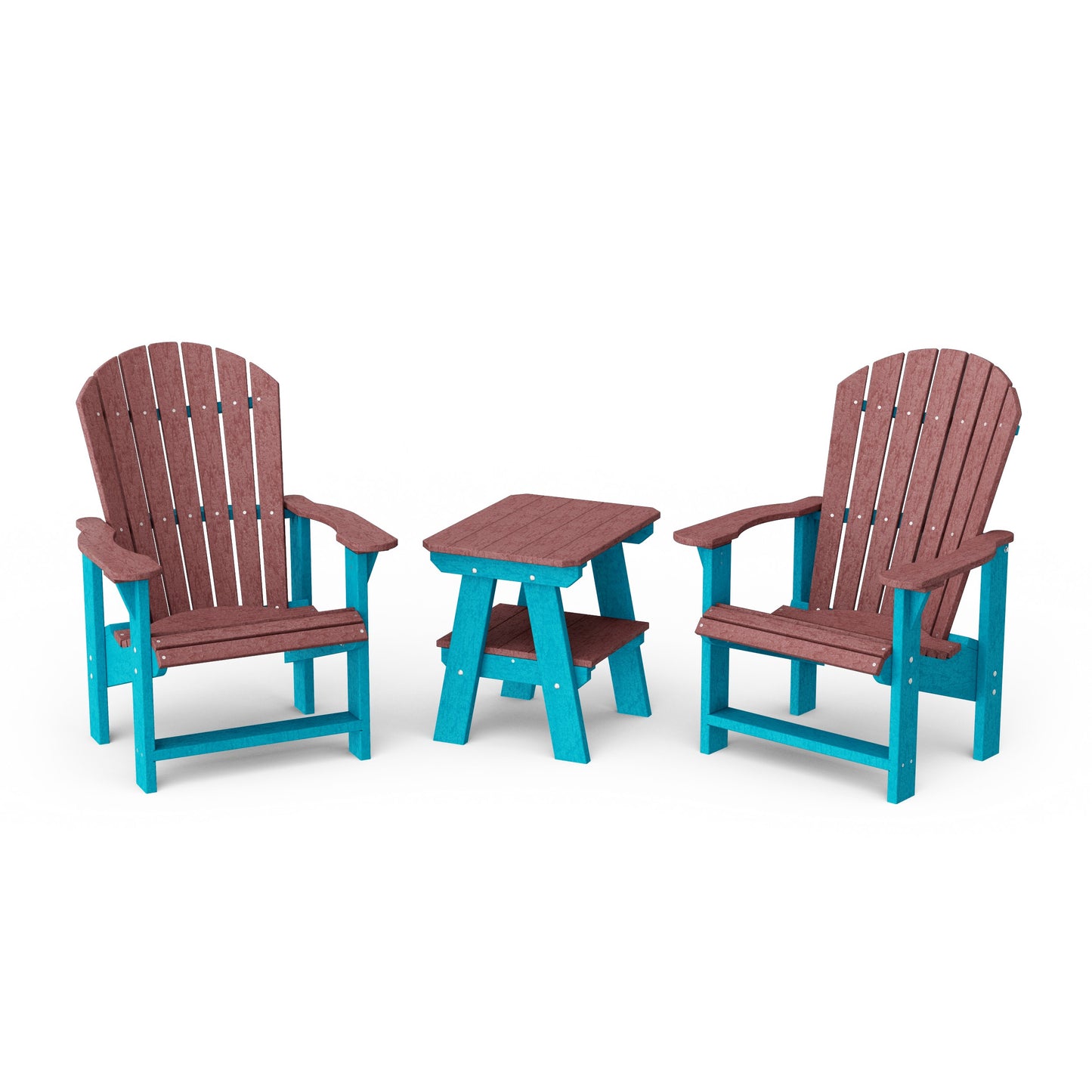 Heritage 3-Piece Upright Adirondack Chair Set with 22" Side Table