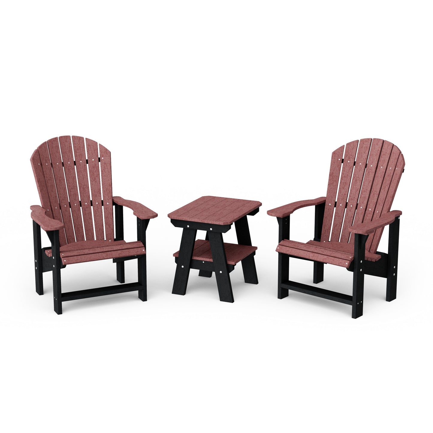 Heritage 3-Piece Upright Adirondack Chair Set with 22" Side Table