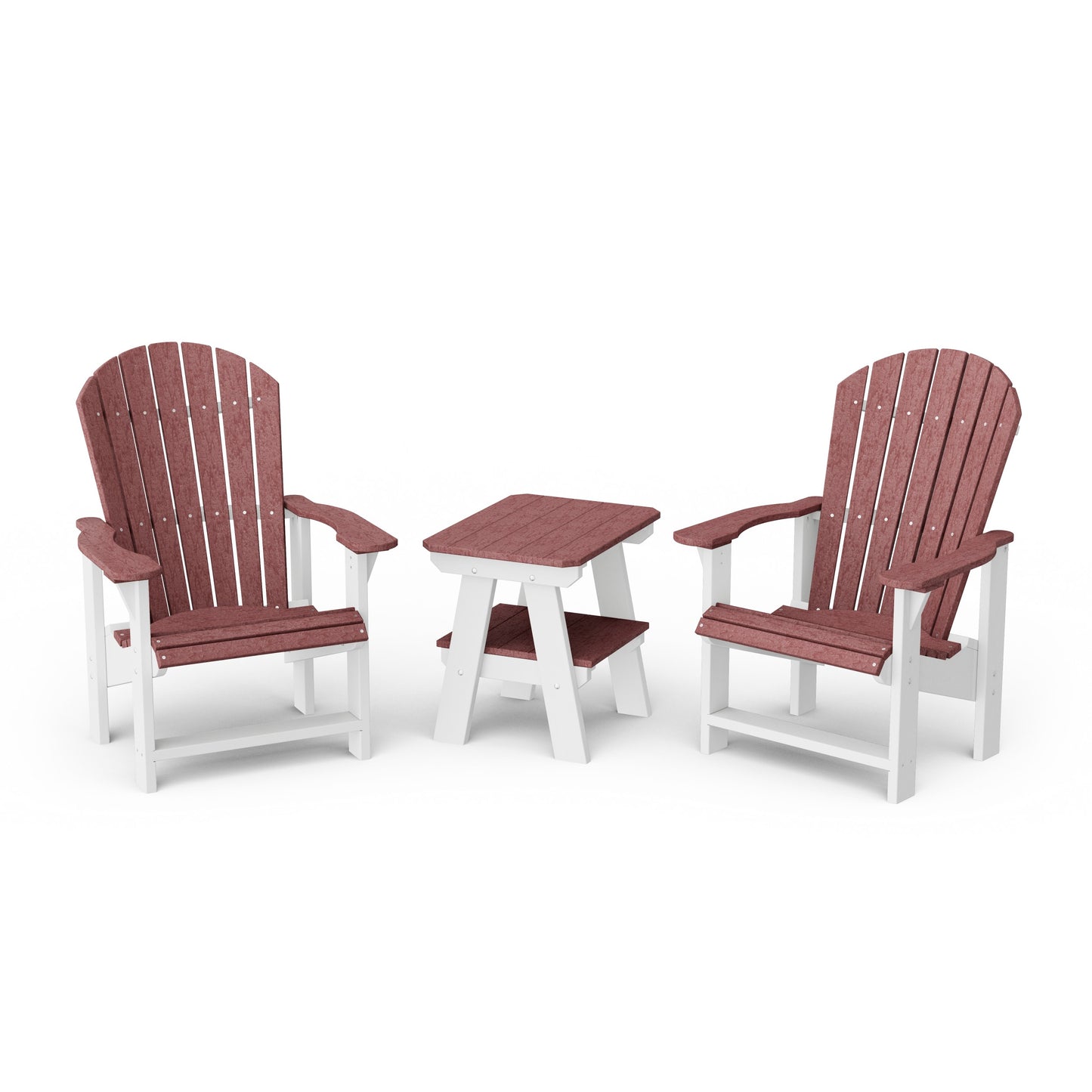 Heritage 3-Piece Upright Adirondack Chair Set with 22" Side Table