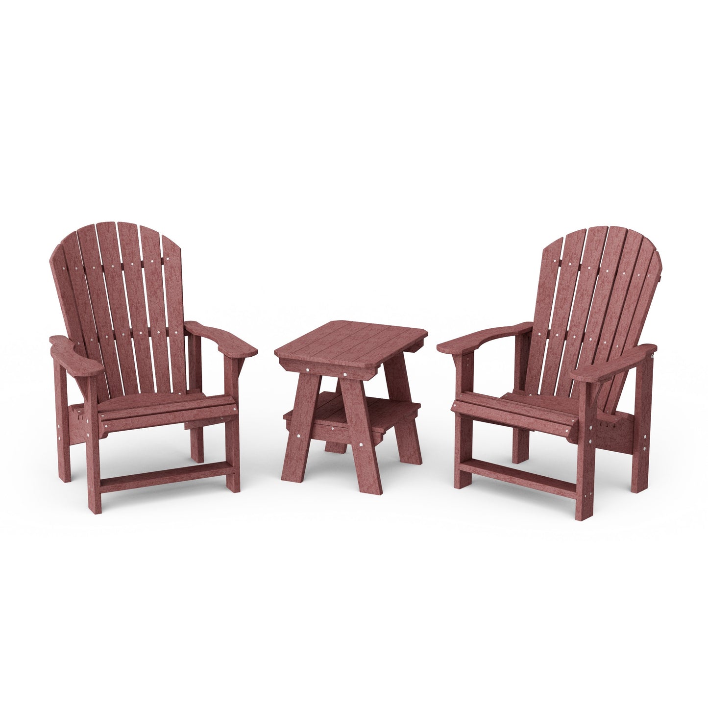 Heritage 3-Piece Upright Adirondack Chair Set with 22" Side Table