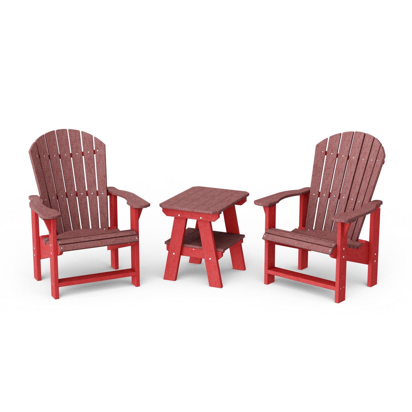 Heritage 3-Piece Upright Adirondack Chair Set with 22" Side Table