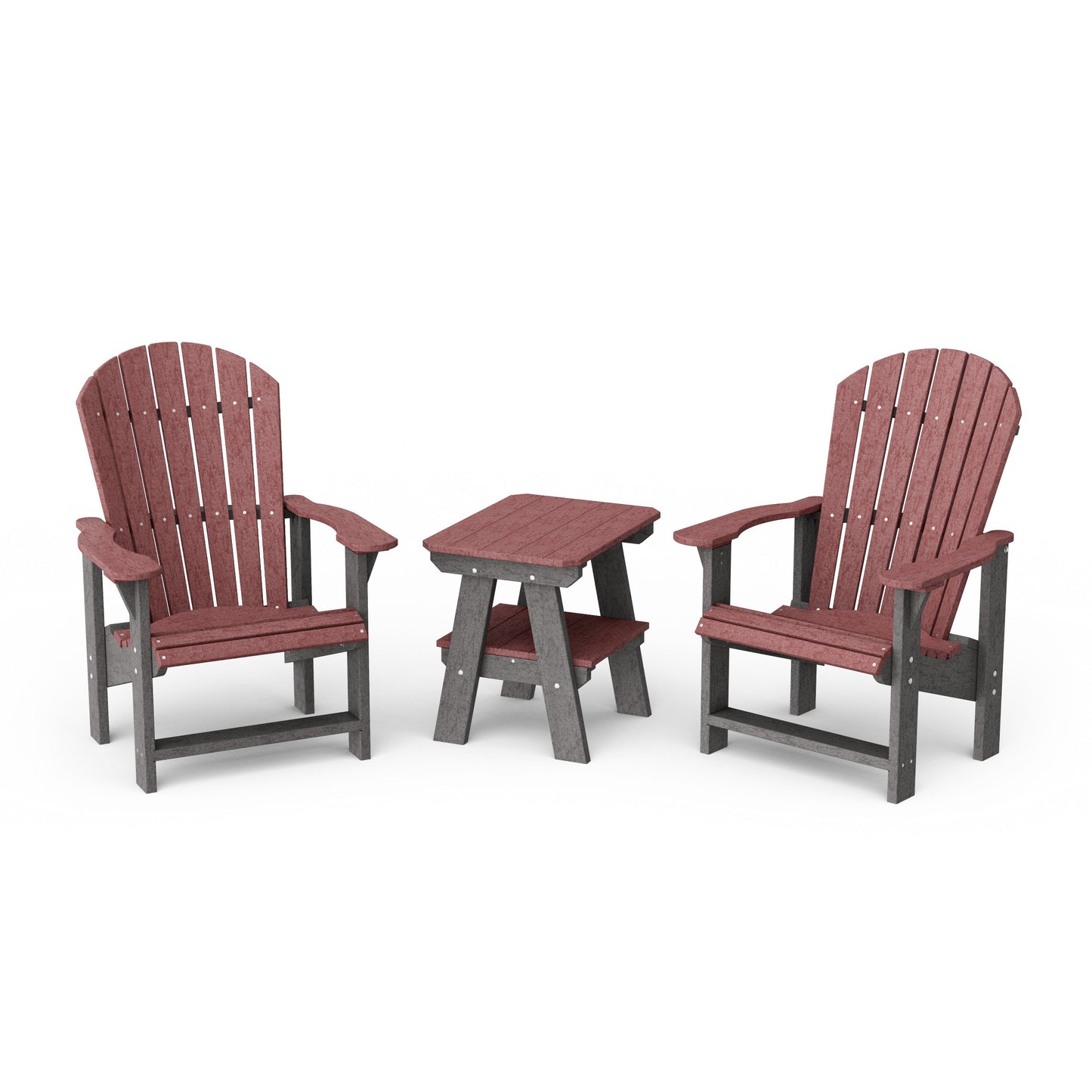 Heritage 3-Piece Upright Adirondack Chair Set with 22" Side Table
