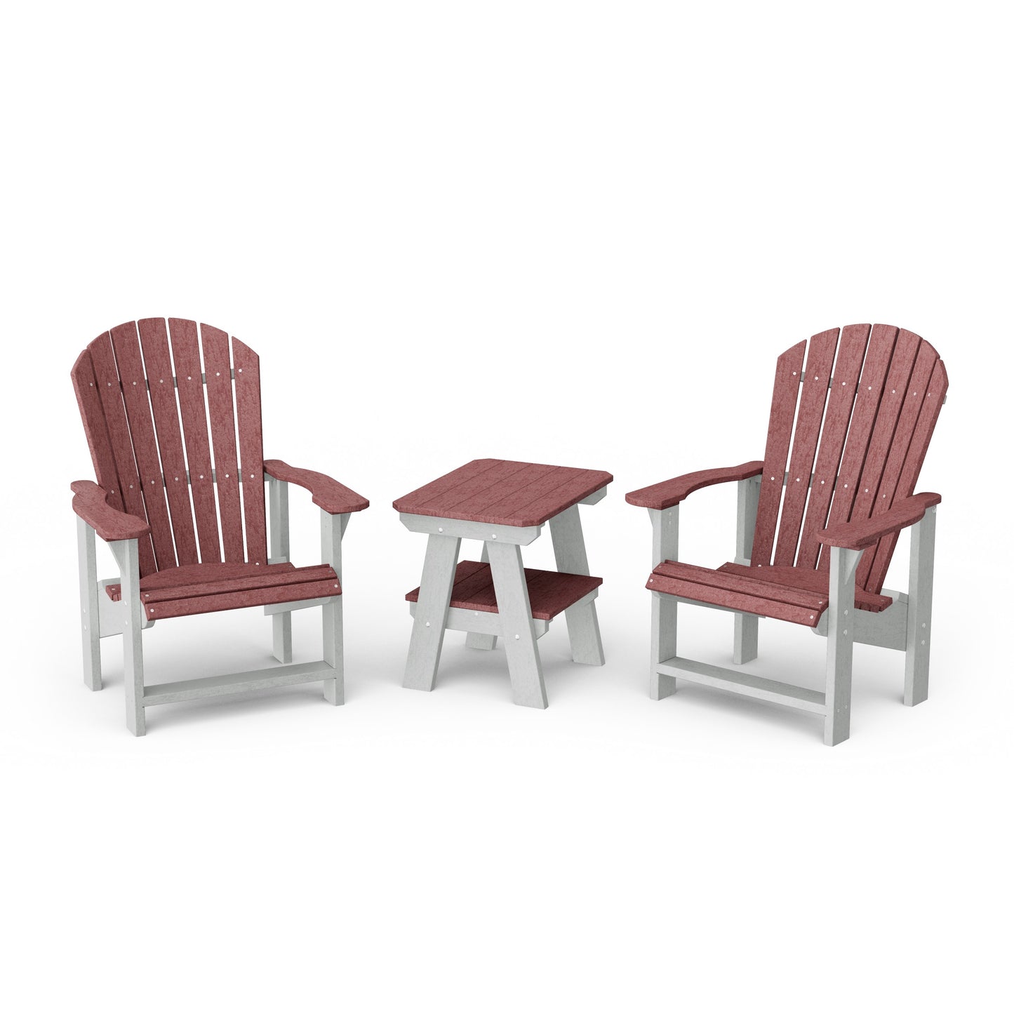 Heritage 3-Piece Upright Adirondack Chair Set with 22" Side Table