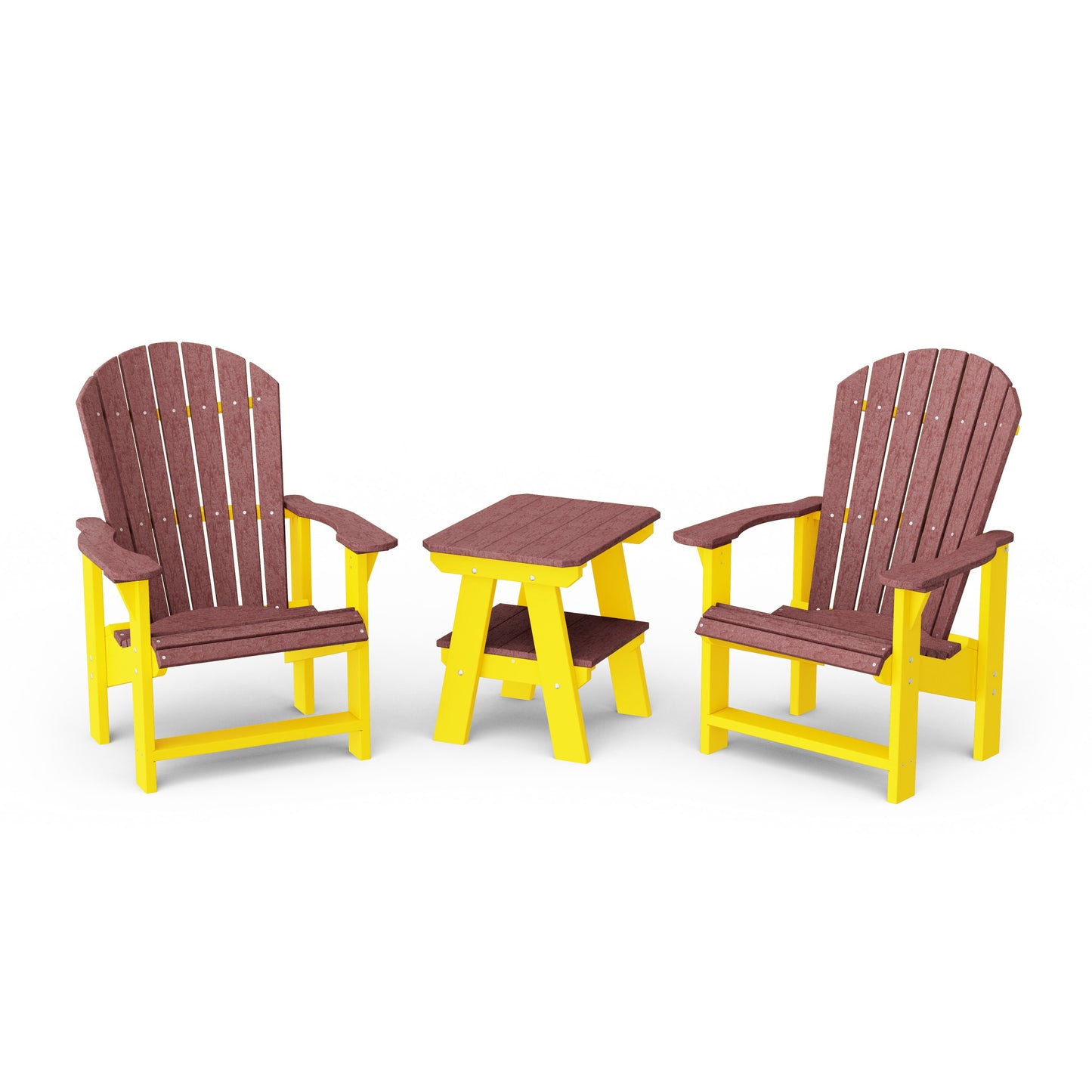 Heritage 3-Piece Upright Adirondack Chair Set with 22" Side Table