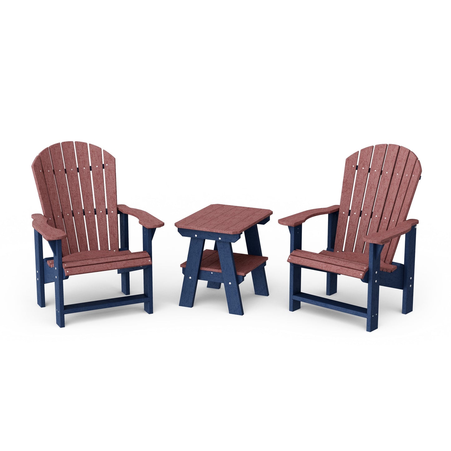 Heritage 3-Piece Upright Adirondack Chair Set with 22" Side Table