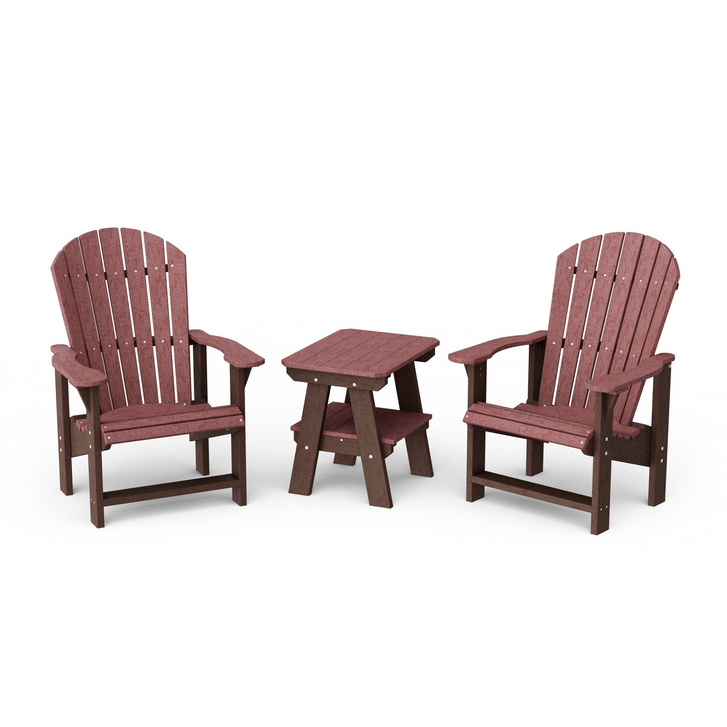 Heritage 3-Piece Upright Adirondack Chair Set with 22" Side Table
