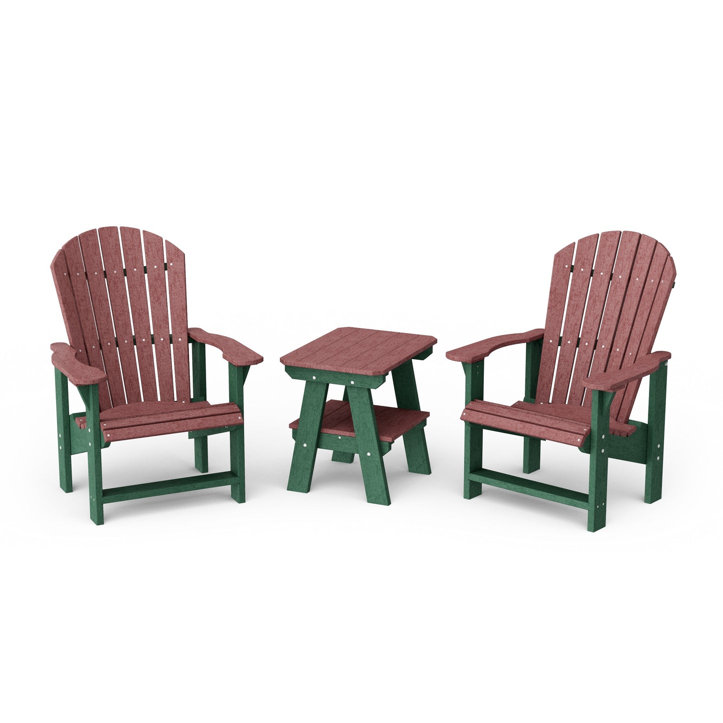 Heritage 3-Piece Upright Adirondack Chair Set with 22" Side Table