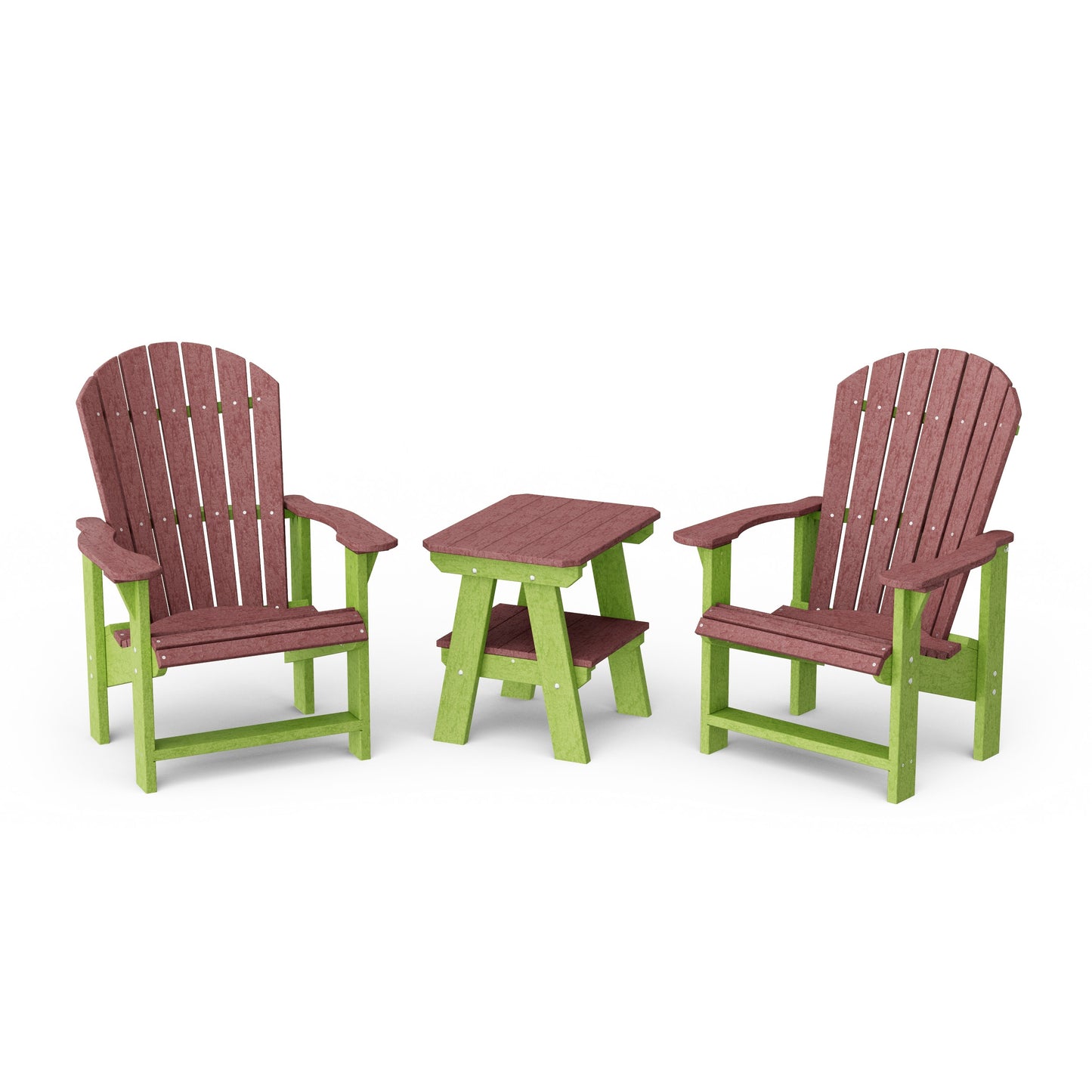 Heritage 3-Piece Upright Adirondack Chair Set with 22" Side Table