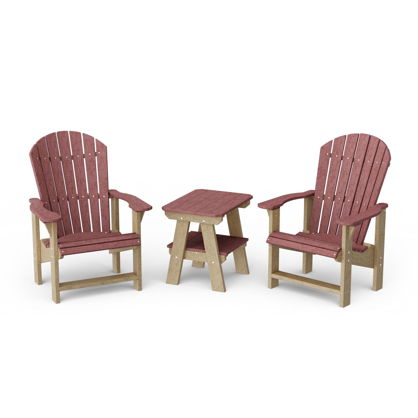 Heritage 3-Piece Upright Adirondack Chair Set with 22" Side Table
