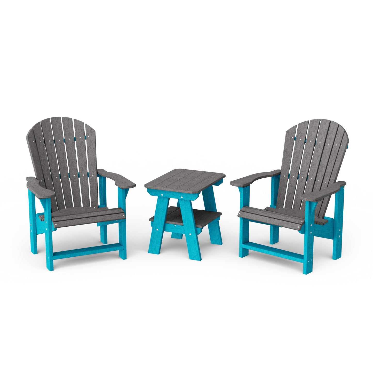 Heritage 3-Piece Upright Adirondack Chair Set with 22" Side Table