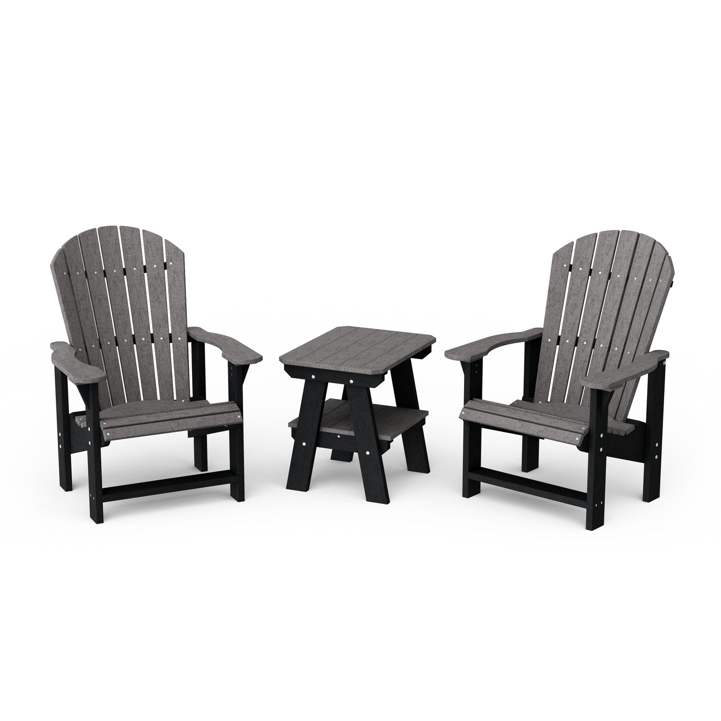 Heritage 3-Piece Upright Adirondack Chair Set with 22" Side Table