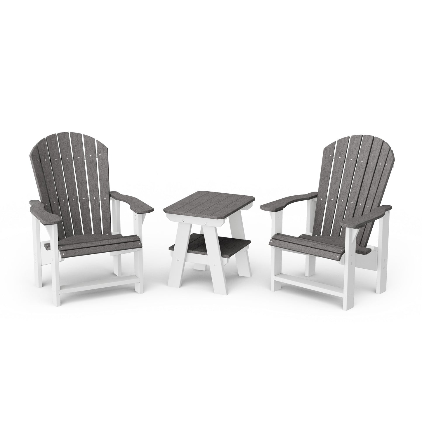 Heritage 3-Piece Upright Adirondack Chair Set with 22" Side Table