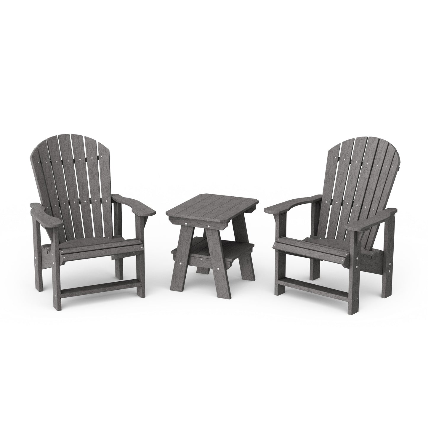 Heritage 3-Piece Upright Adirondack Chair Set with 22" Side Table