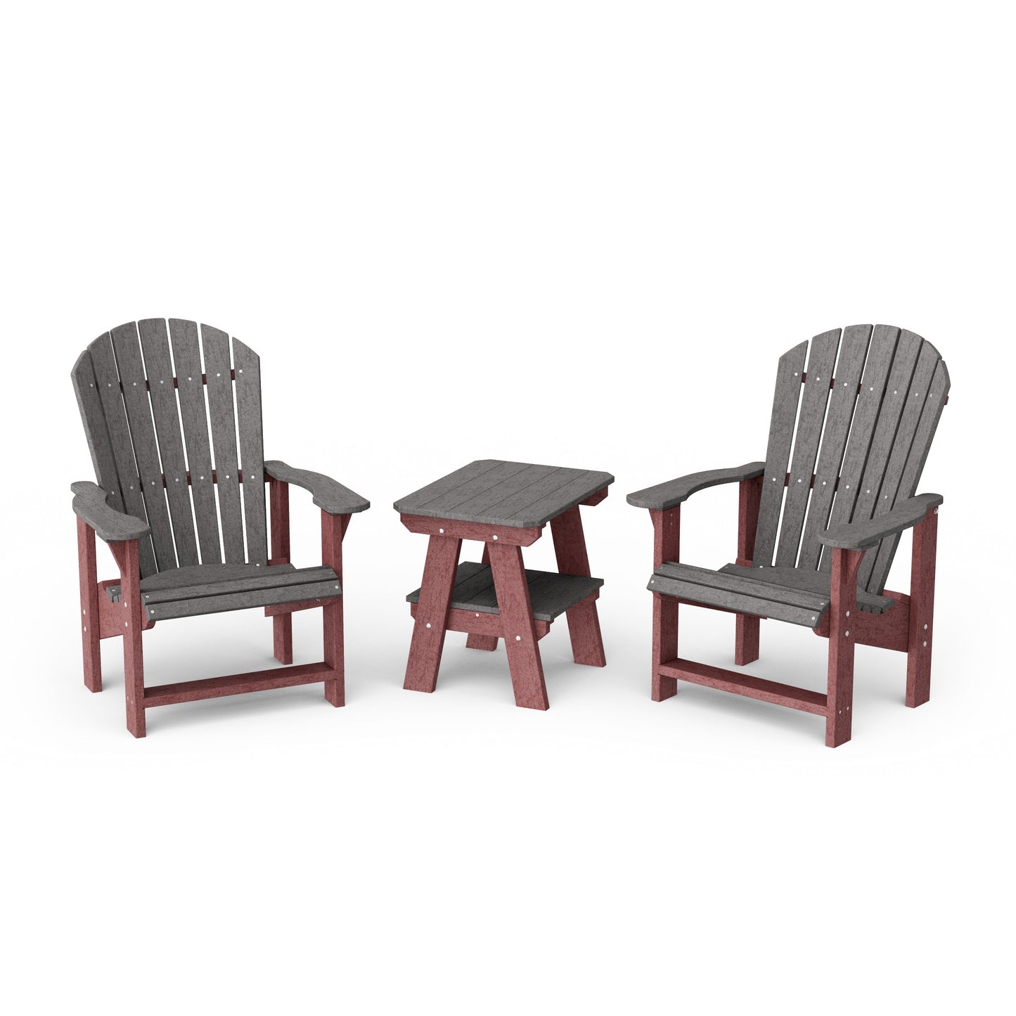Heritage 3-Piece Upright Adirondack Chair Set with 22" Side Table