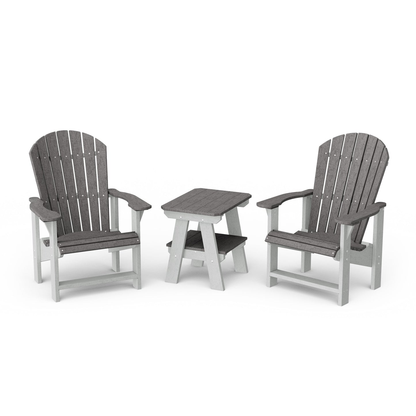 Heritage 3-Piece Upright Adirondack Chair Set with 22" Side Table