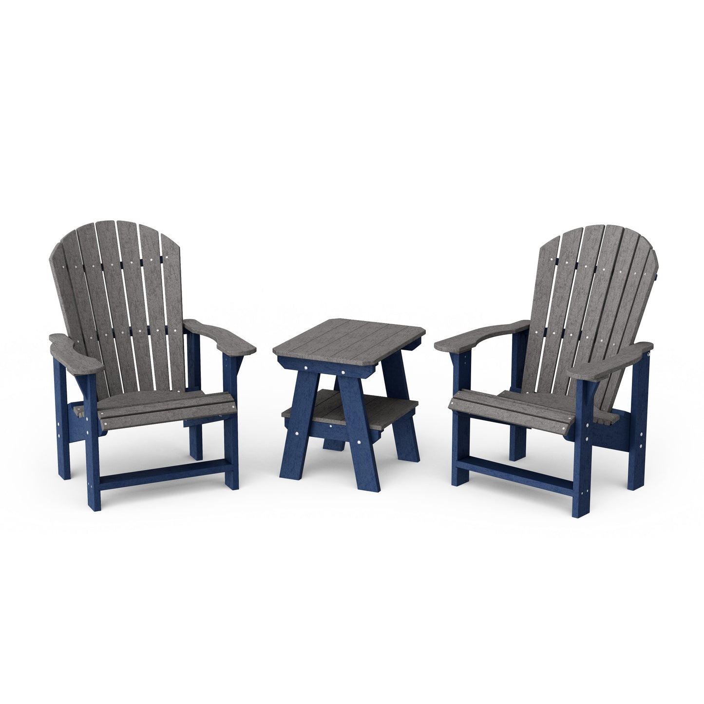 Heritage 3-Piece Upright Adirondack Chair Set with 22" Side Table