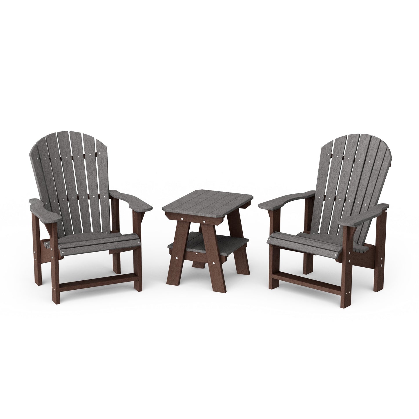 Heritage 3-Piece Upright Adirondack Chair Set with 22" Side Table