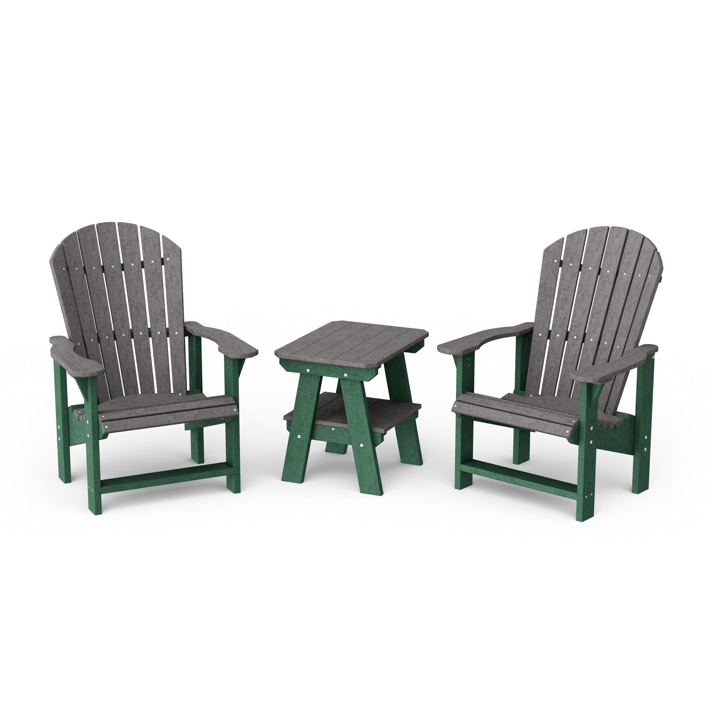 Heritage 3-Piece Upright Adirondack Chair Set with 22" Side Table