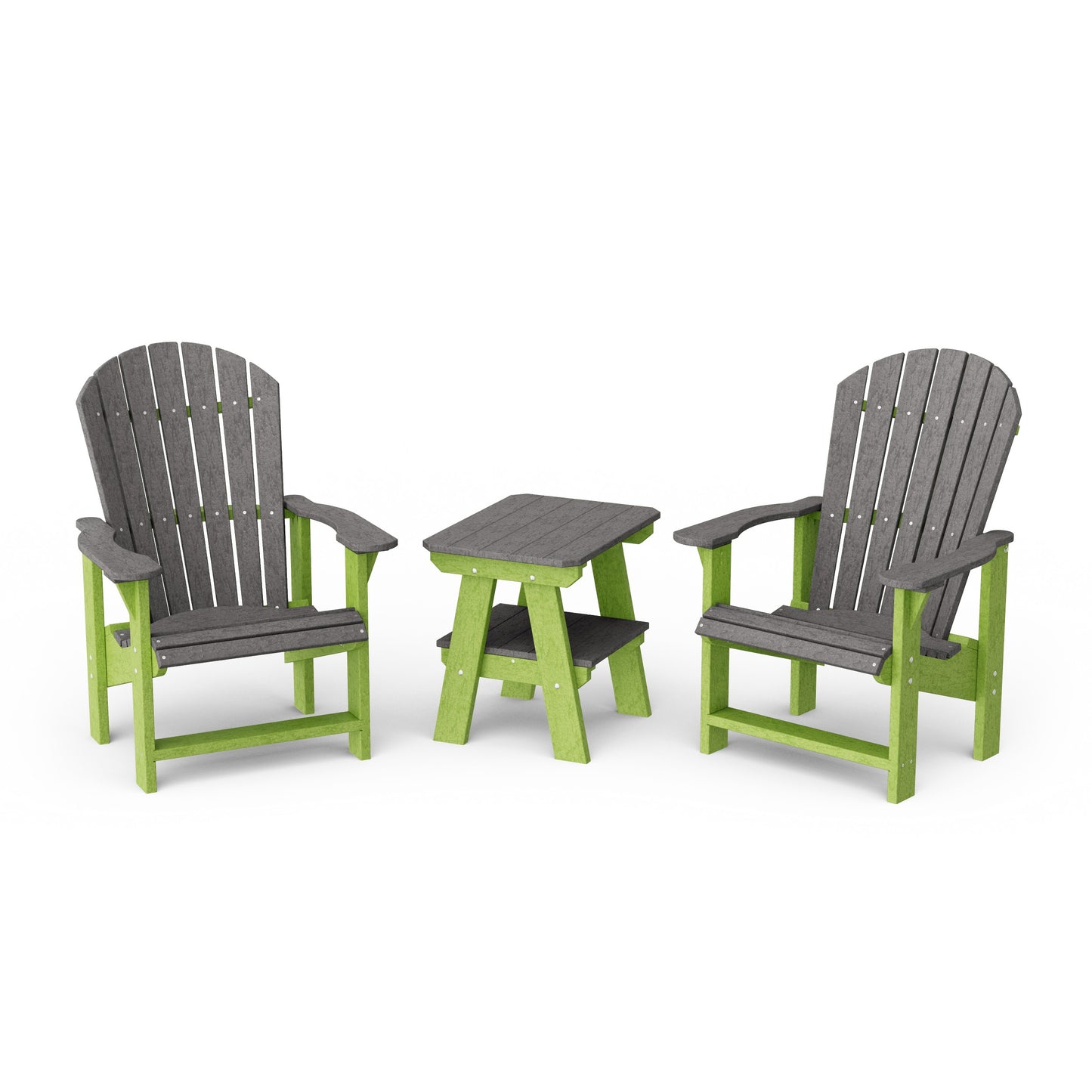 Heritage 3-Piece Upright Adirondack Chair Set with 22" Side Table