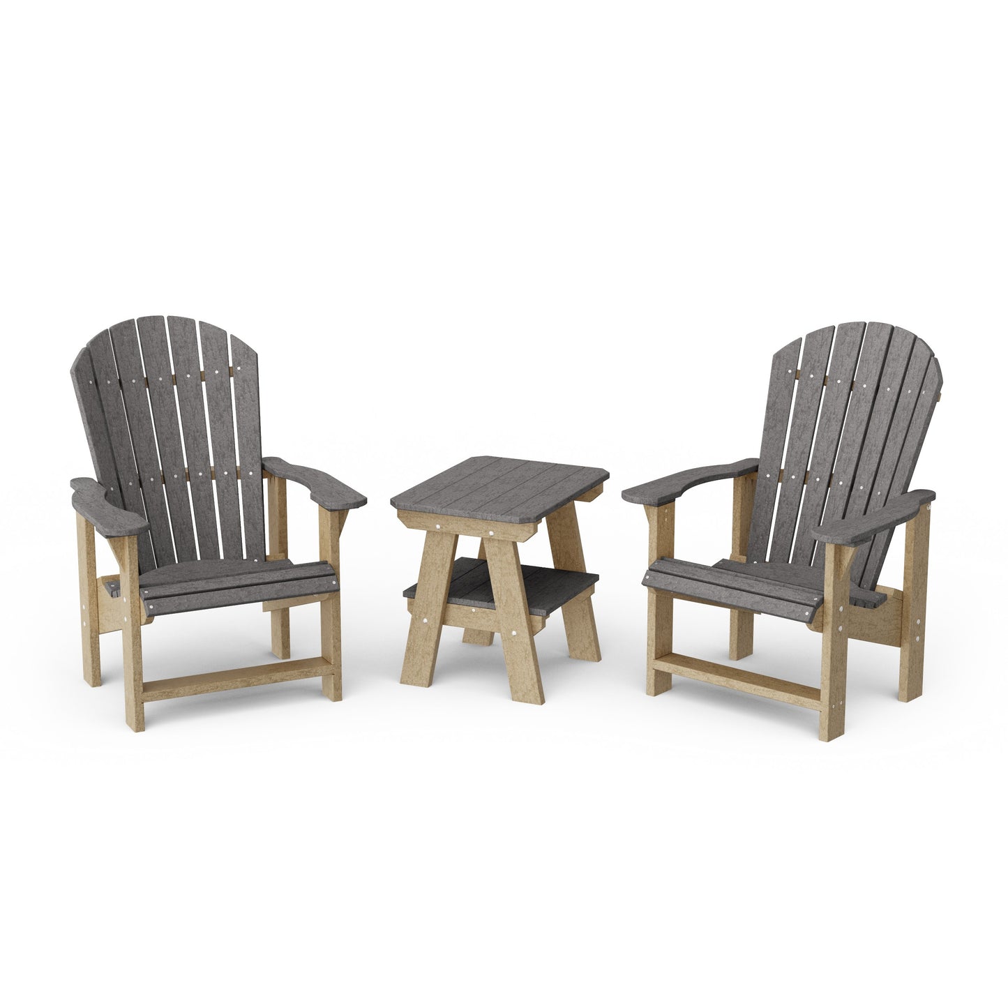 Heritage 3-Piece Upright Adirondack Chair Set with 22" Side Table