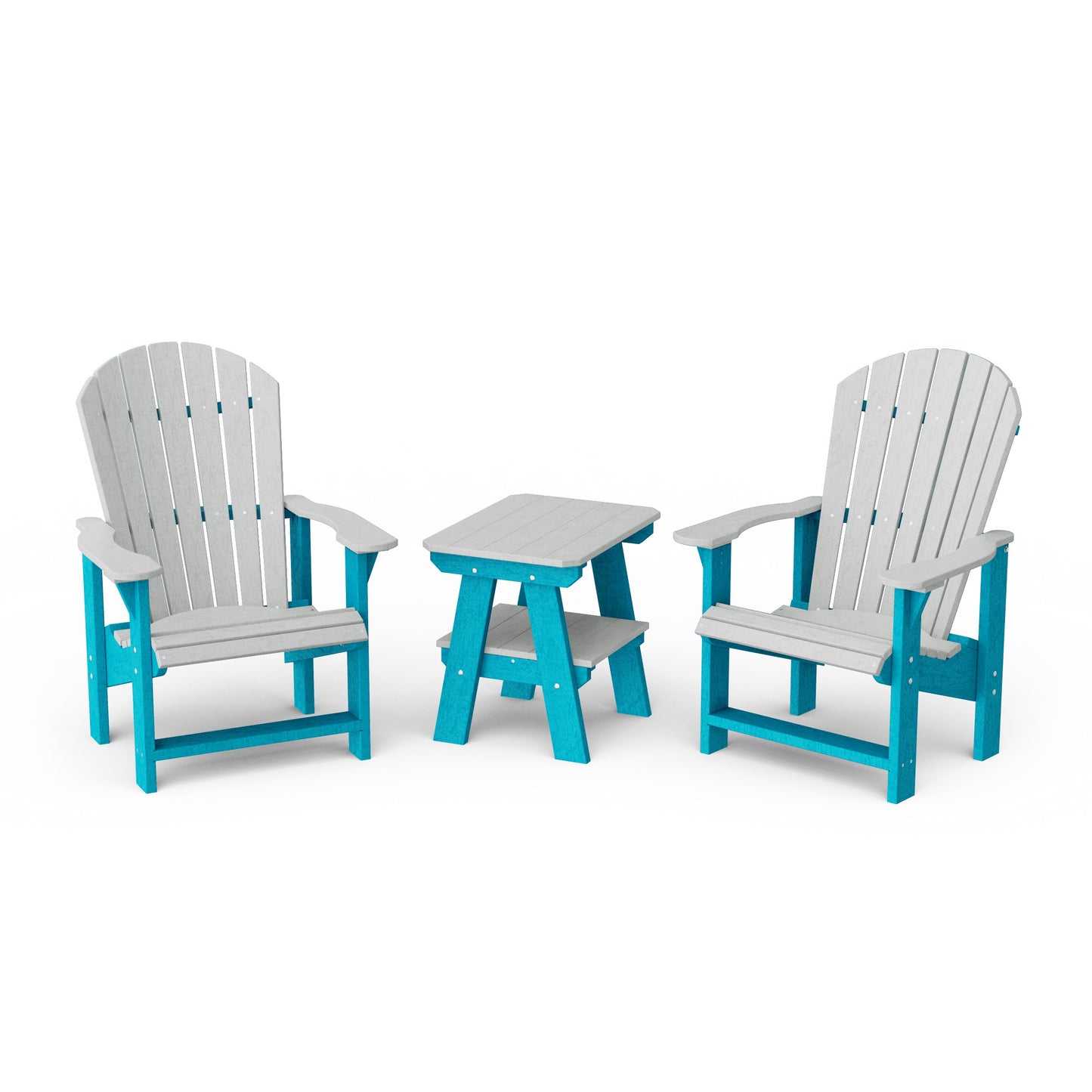 Heritage 3-Piece Upright Adirondack Chair Set with 22" Side Table