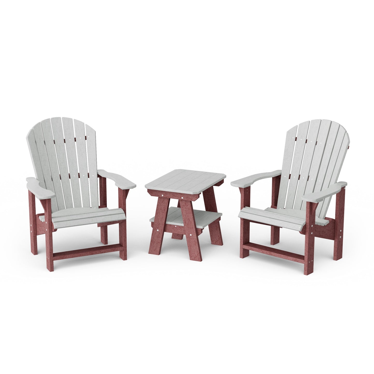 Heritage 3-Piece Upright Adirondack Chair Set with 22" Side Table