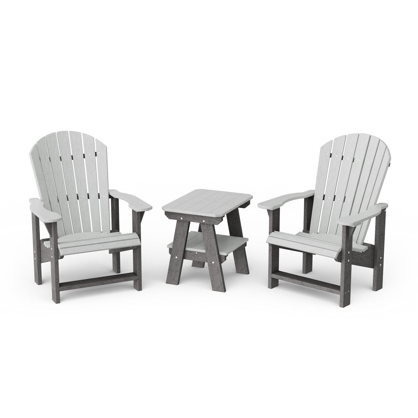 Heritage 3-Piece Upright Adirondack Chair Set with 22" Side Table