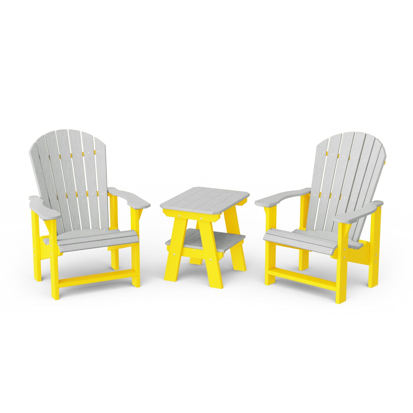 Heritage 3-Piece Upright Adirondack Chair Set with 22" Side Table