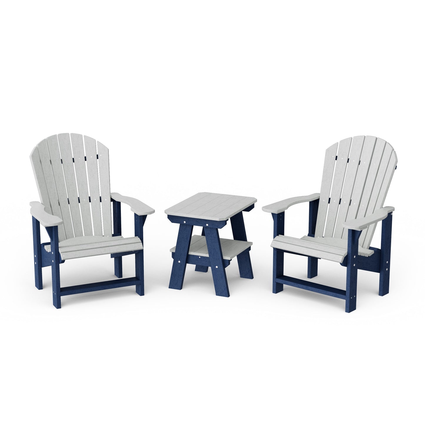 Heritage 3-Piece Upright Adirondack Chair Set with 22" Side Table