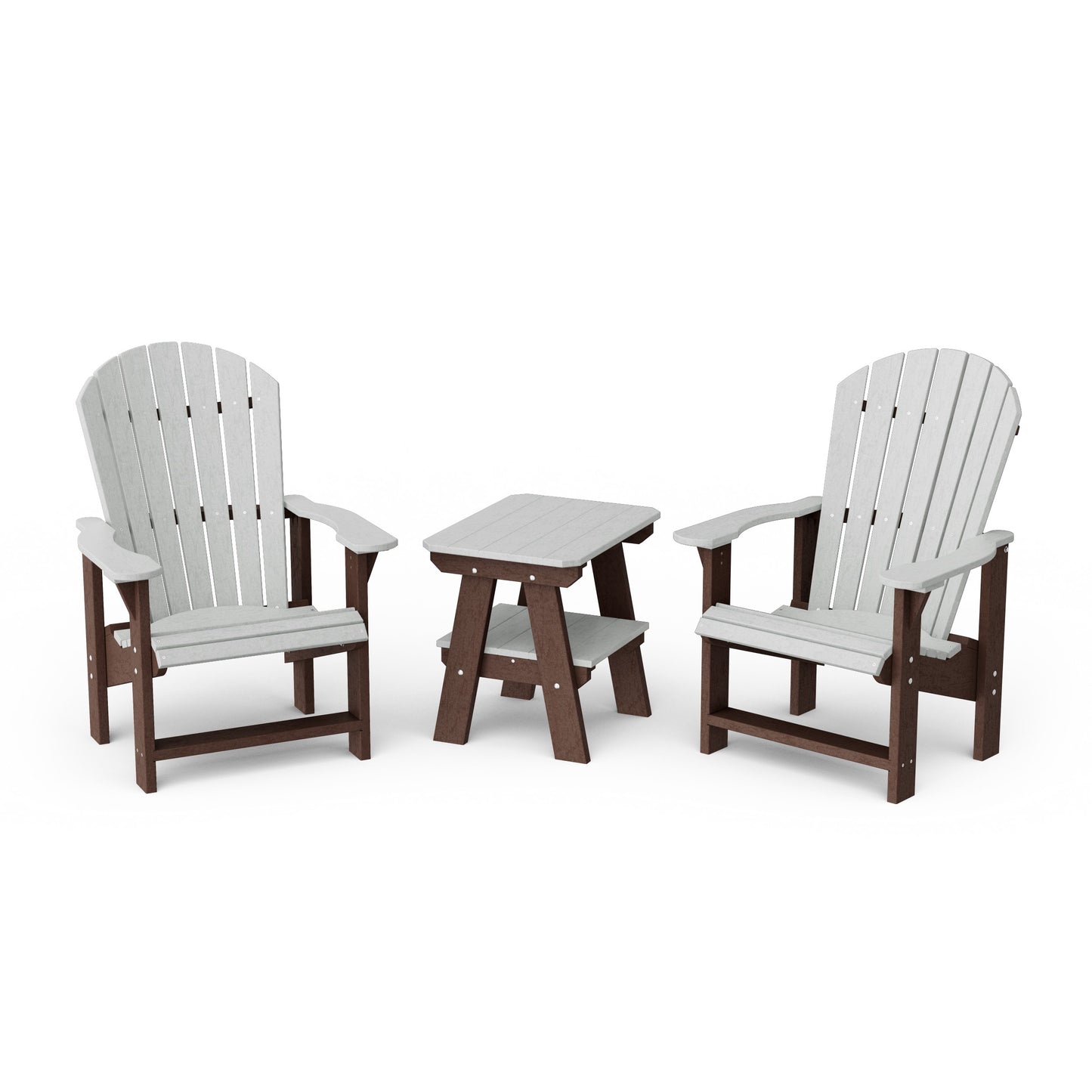 Heritage 3-Piece Upright Adirondack Chair Set with 22" Side Table