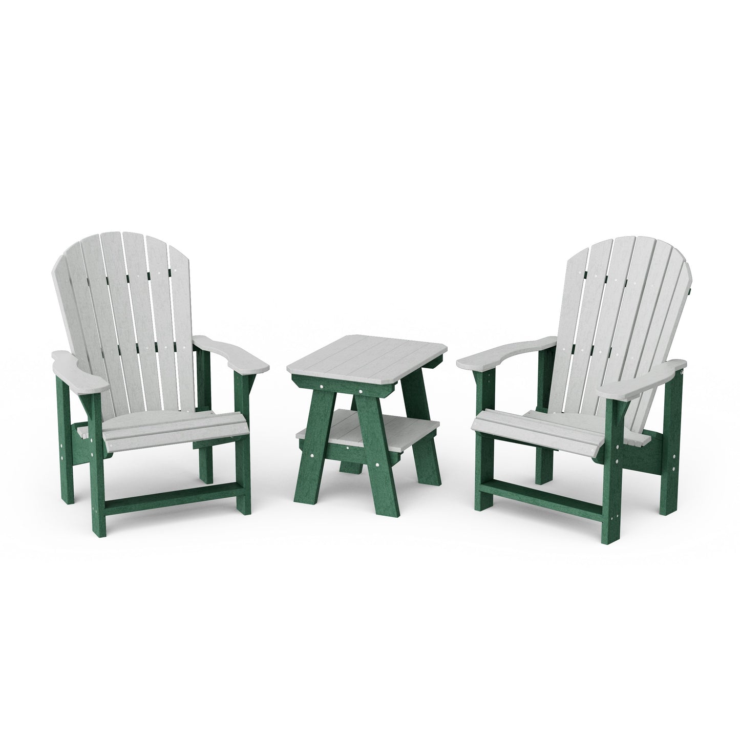 Heritage 3-Piece Upright Adirondack Chair Set with 22" Side Table