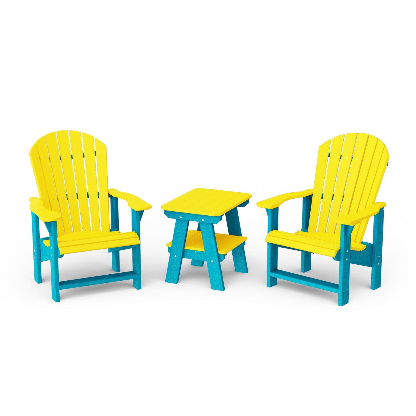 Heritage 3-Piece Upright Adirondack Chair Set with 22" Side Table