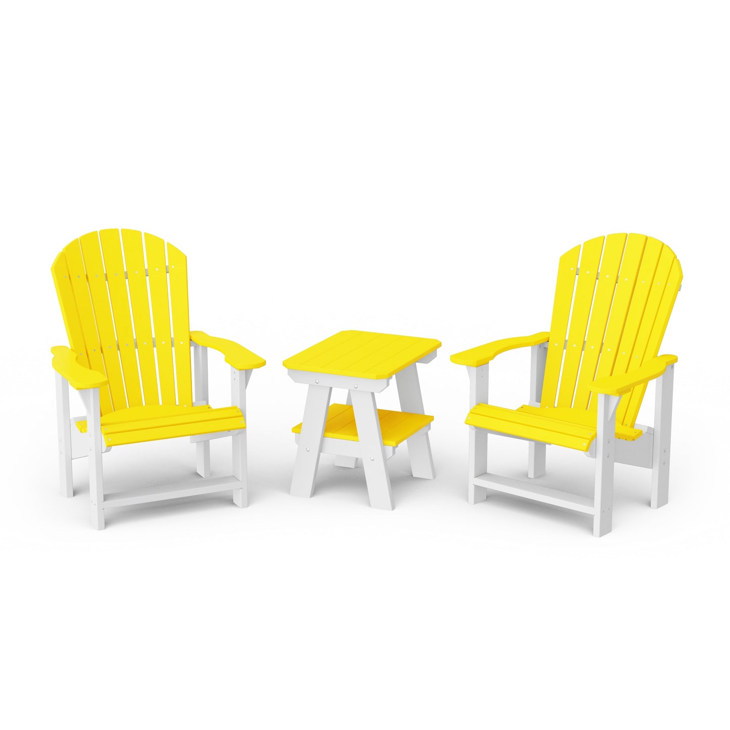 Heritage 3-Piece Upright Adirondack Chair Set with 22" Side Table