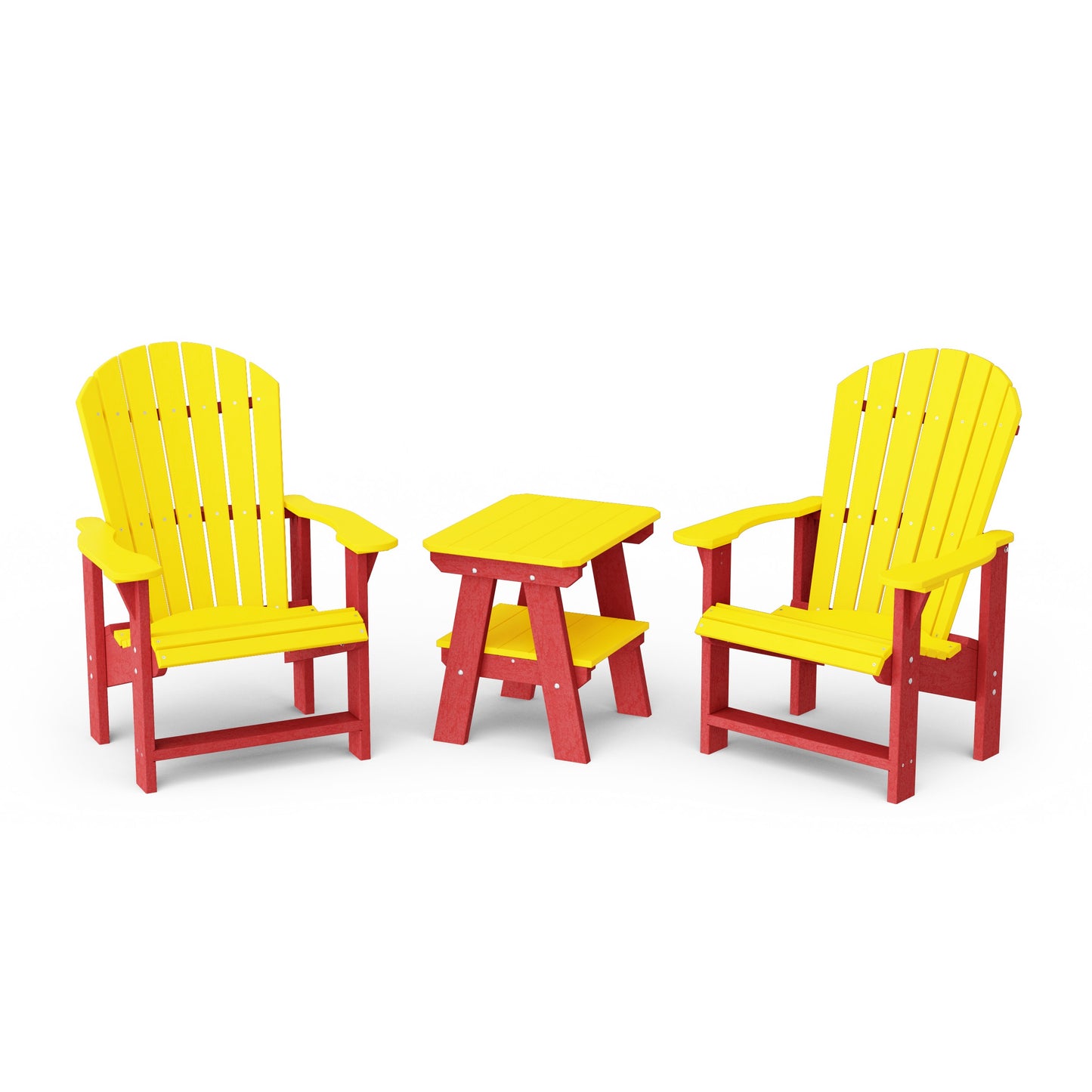 Heritage 3-Piece Upright Adirondack Chair Set with 22" Side Table