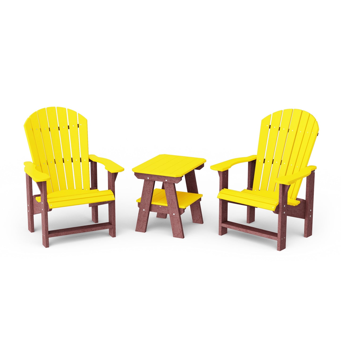 Heritage 3-Piece Upright Adirondack Chair Set with 22" Side Table