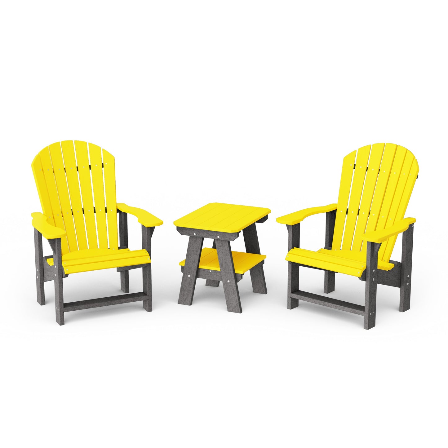 Heritage 3-Piece Upright Adirondack Chair Set with 22" Side Table