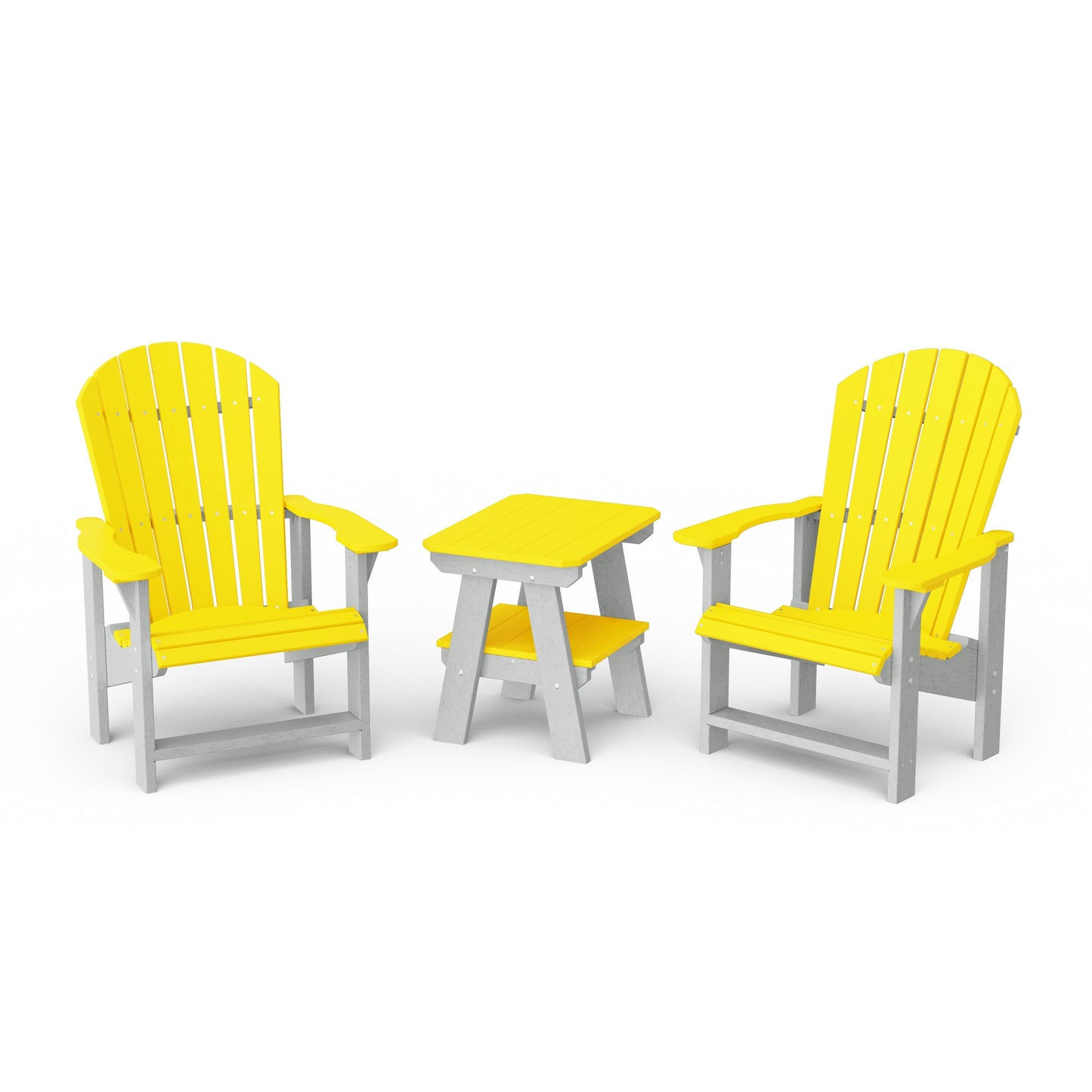 Heritage 3-Piece Upright Adirondack Chair Set with 22" Side Table