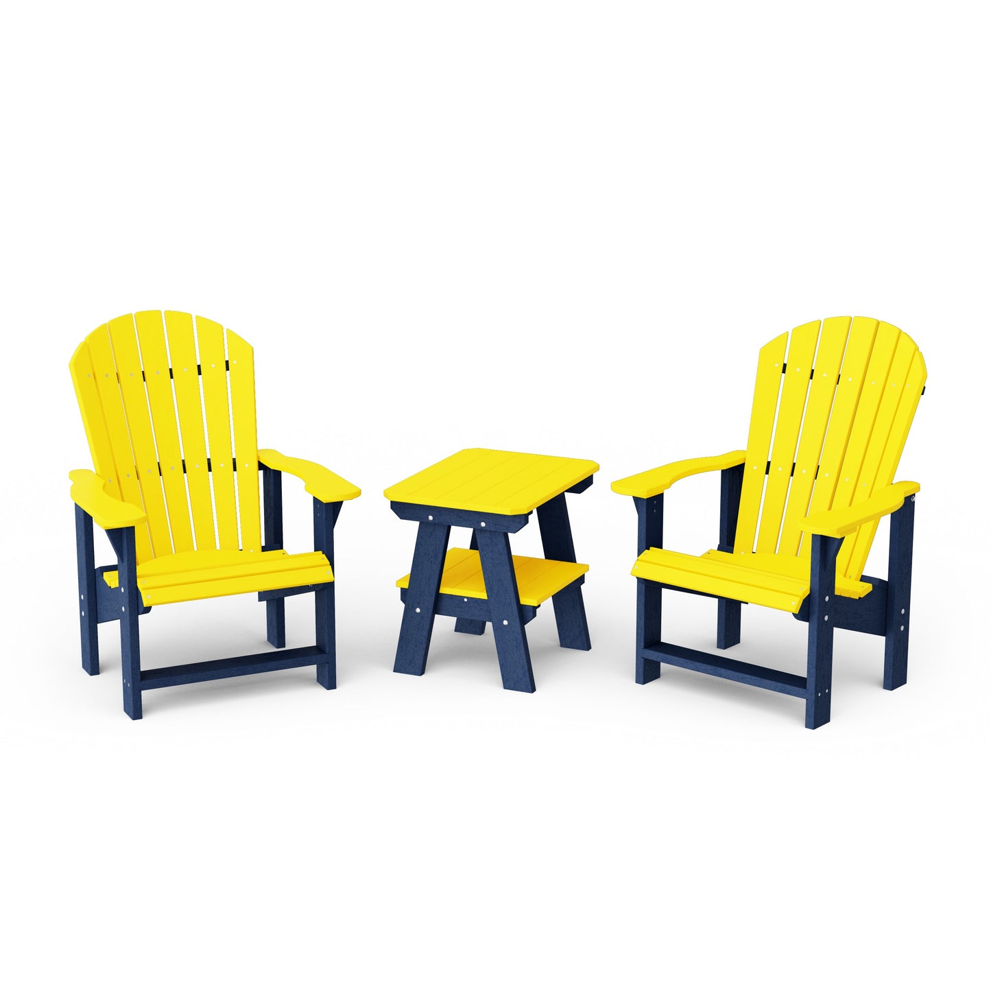 Heritage 3-Piece Upright Adirondack Chair Set with 22" Side Table