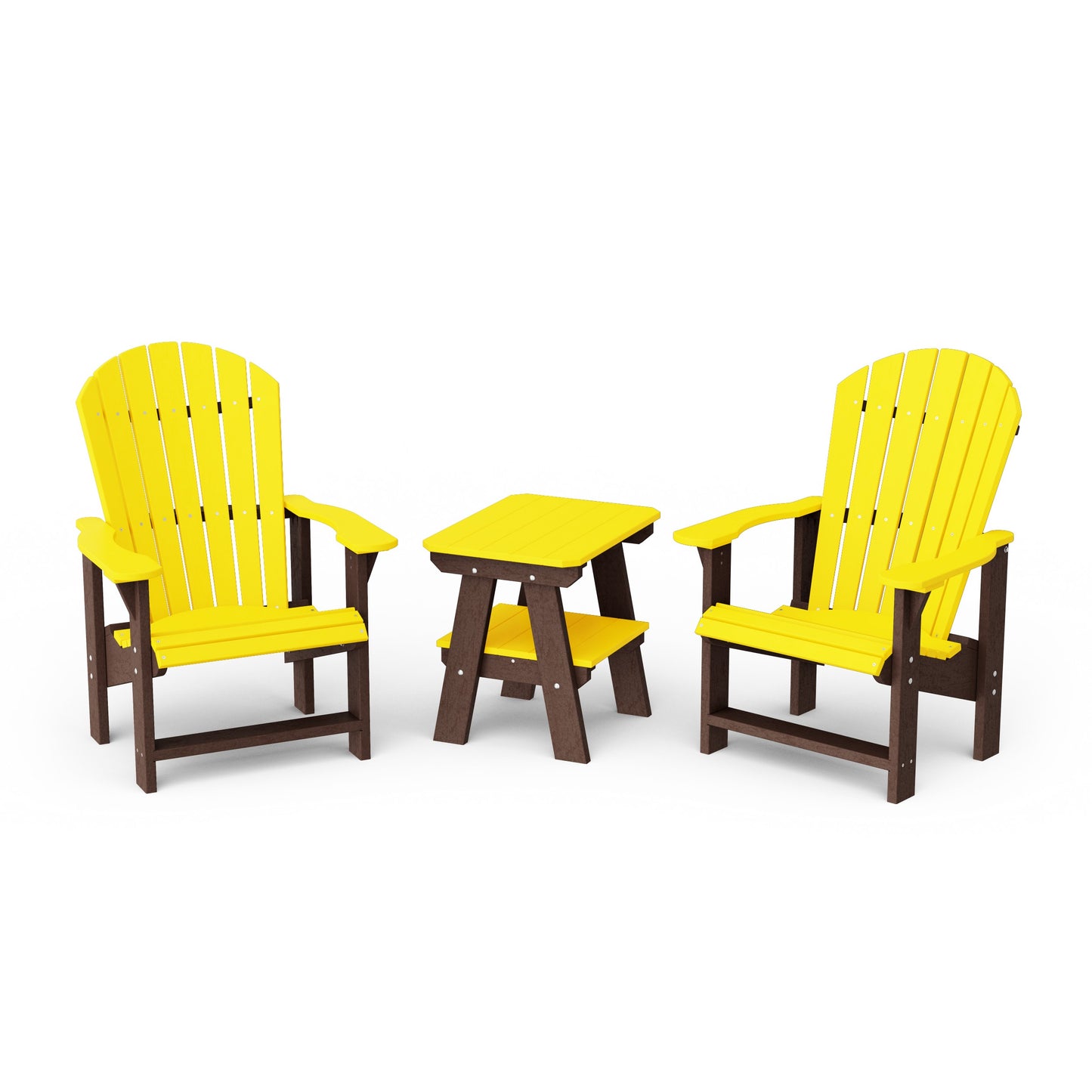 Heritage 3-Piece Upright Adirondack Chair Set with 22" Side Table