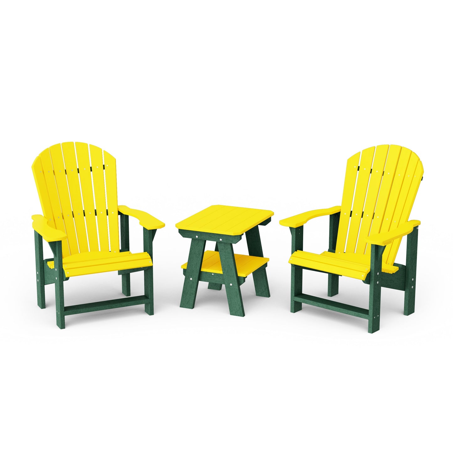 Heritage 3-Piece Upright Adirondack Chair Set with 22" Side Table