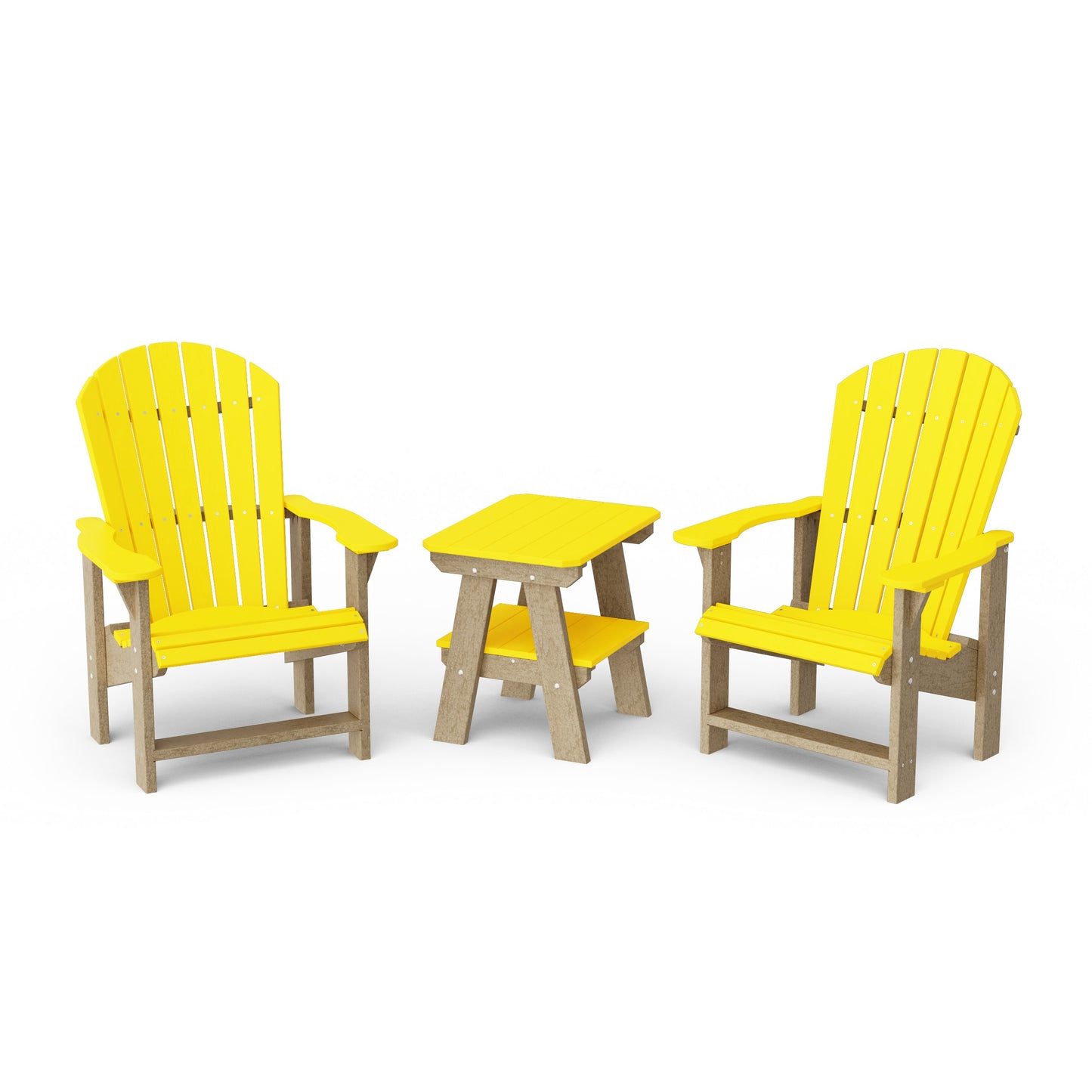 Heritage 3-Piece Upright Adirondack Chair Set with 22" Side Table