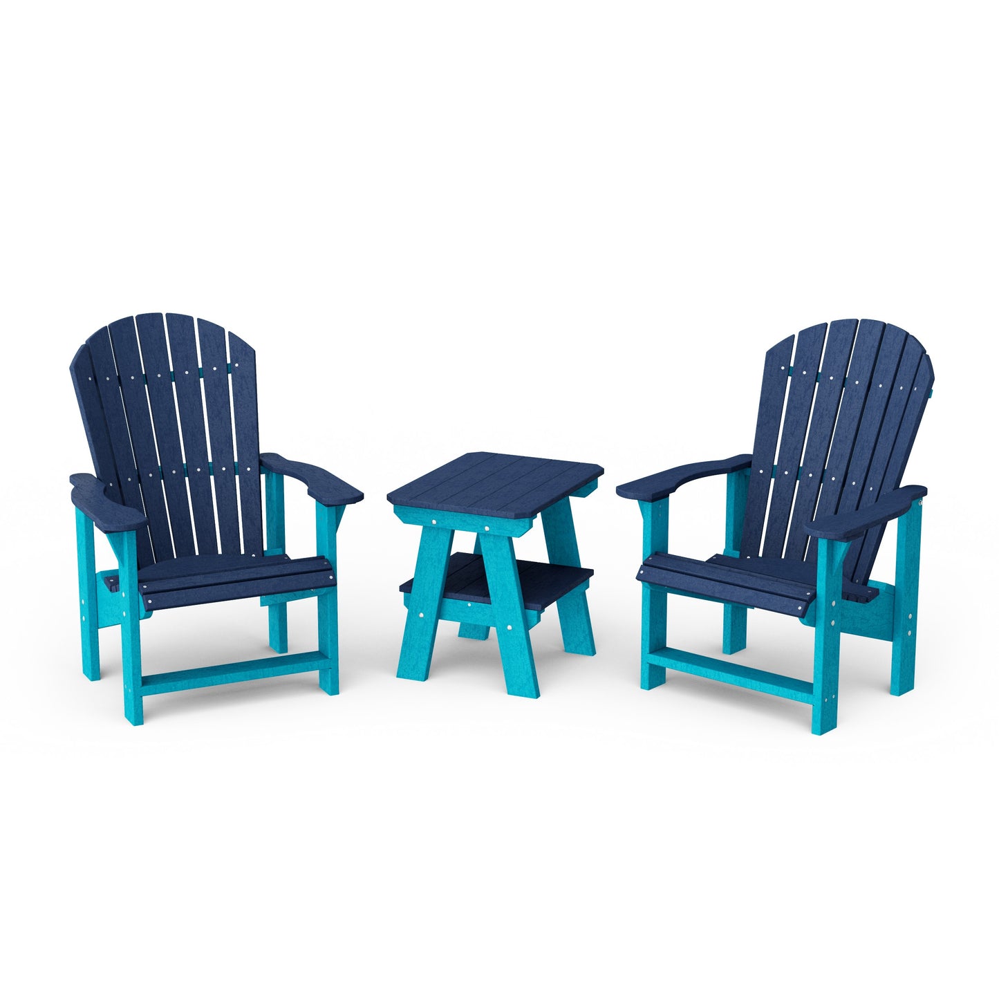 Heritage 3-Piece Upright Adirondack Chair Set with 22" Side Table