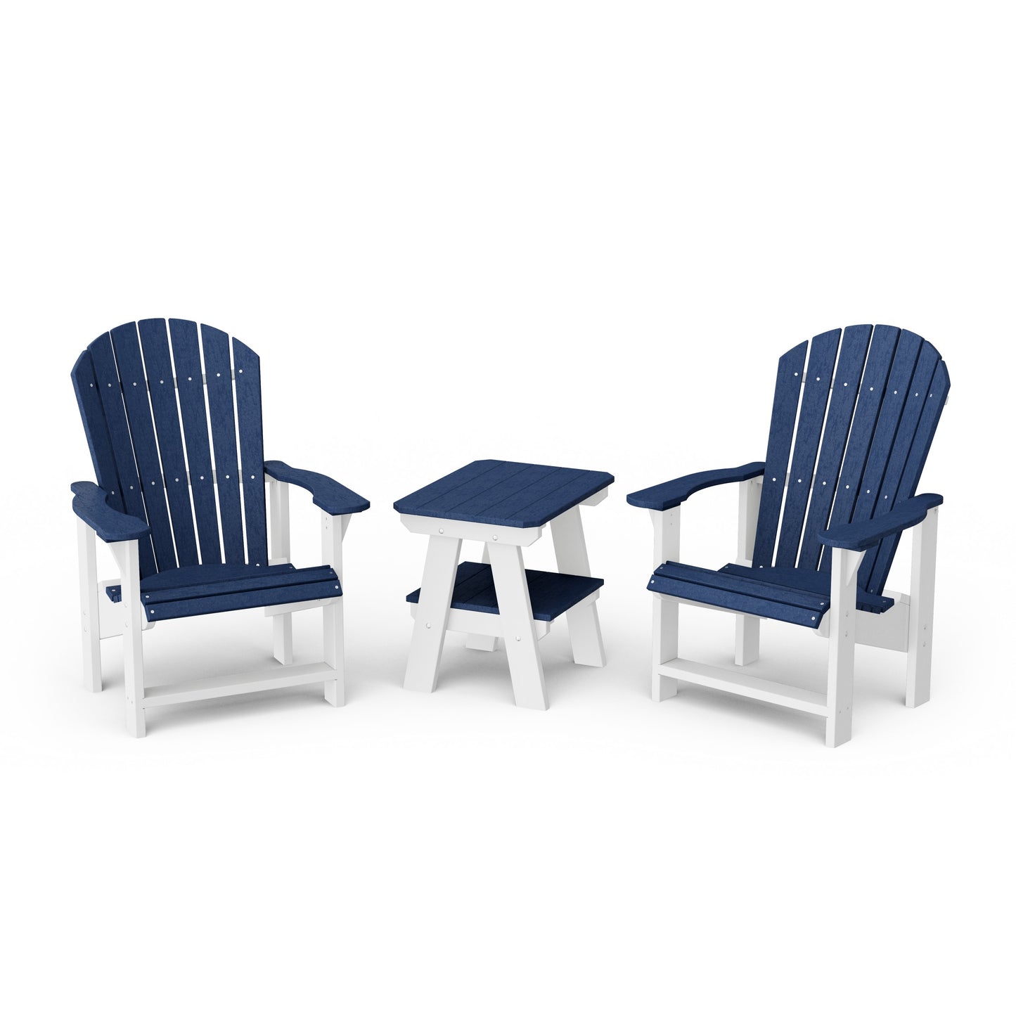 Heritage 3-Piece Upright Adirondack Chair Set with 22" Side Table