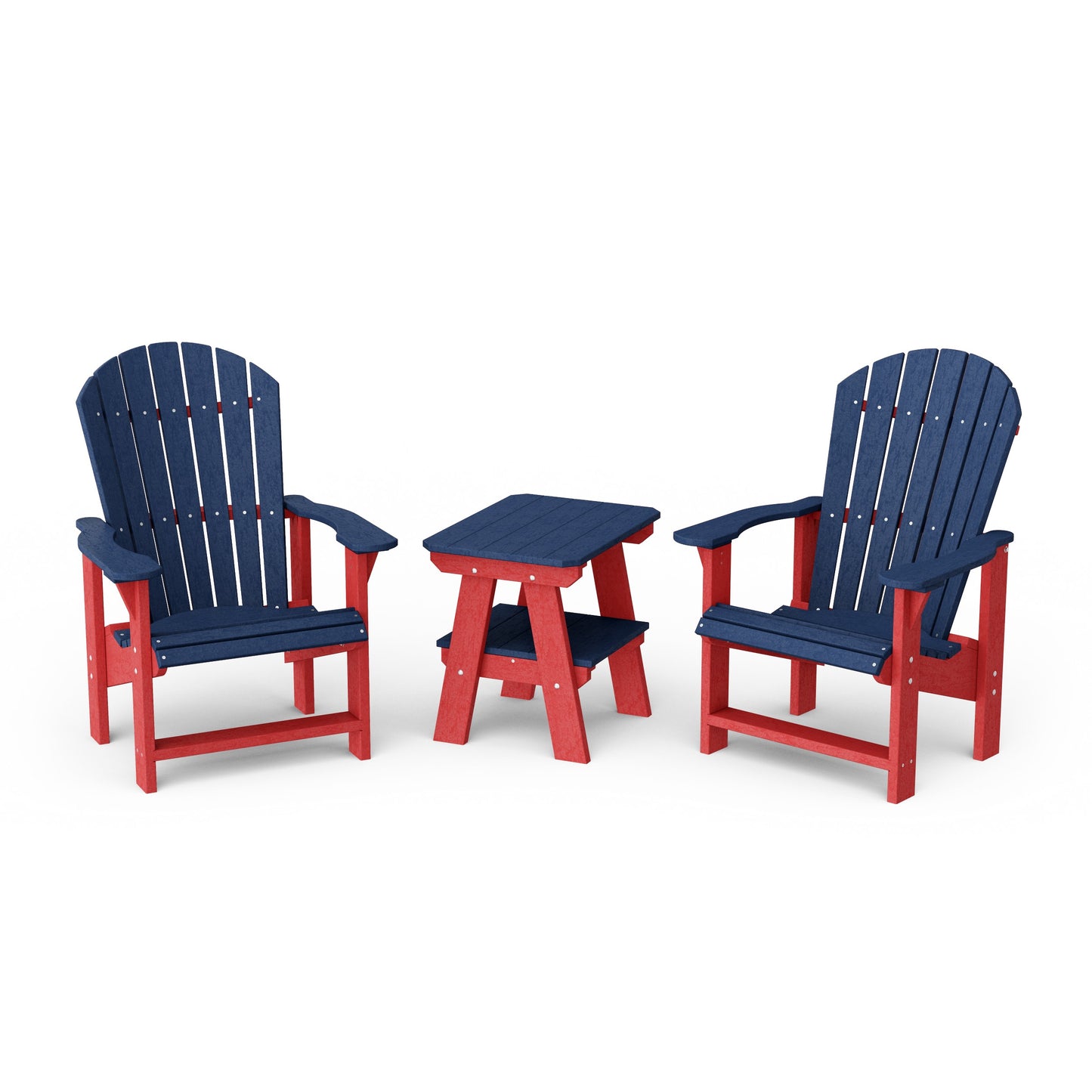 Heritage 3-Piece Upright Adirondack Chair Set with 22" Side Table