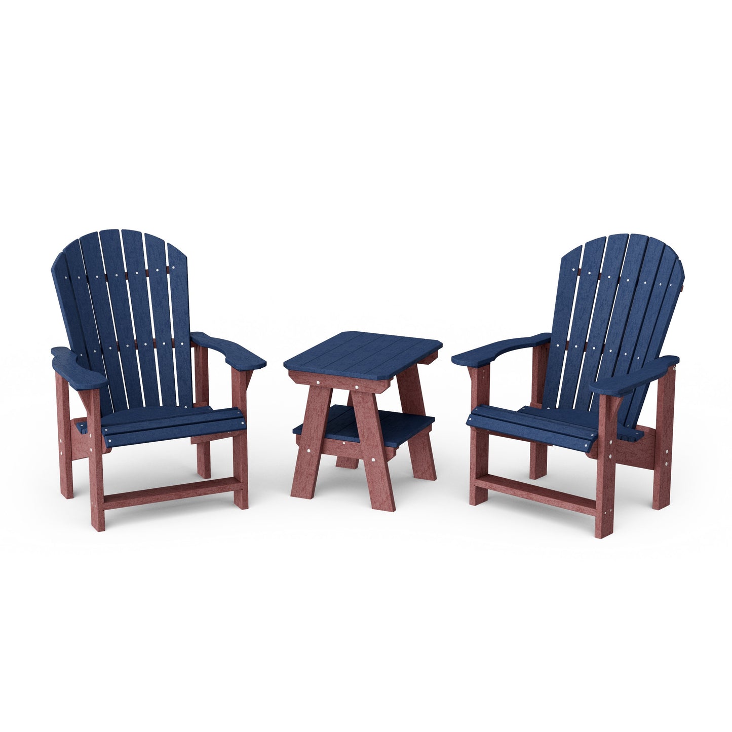 Heritage 3-Piece Upright Adirondack Chair Set with 22" Side Table