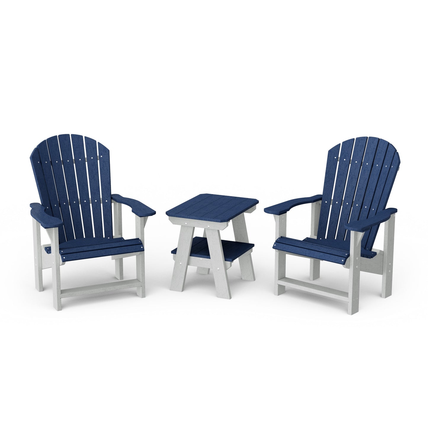 Heritage 3-Piece Upright Adirondack Chair Set with 22" Side Table