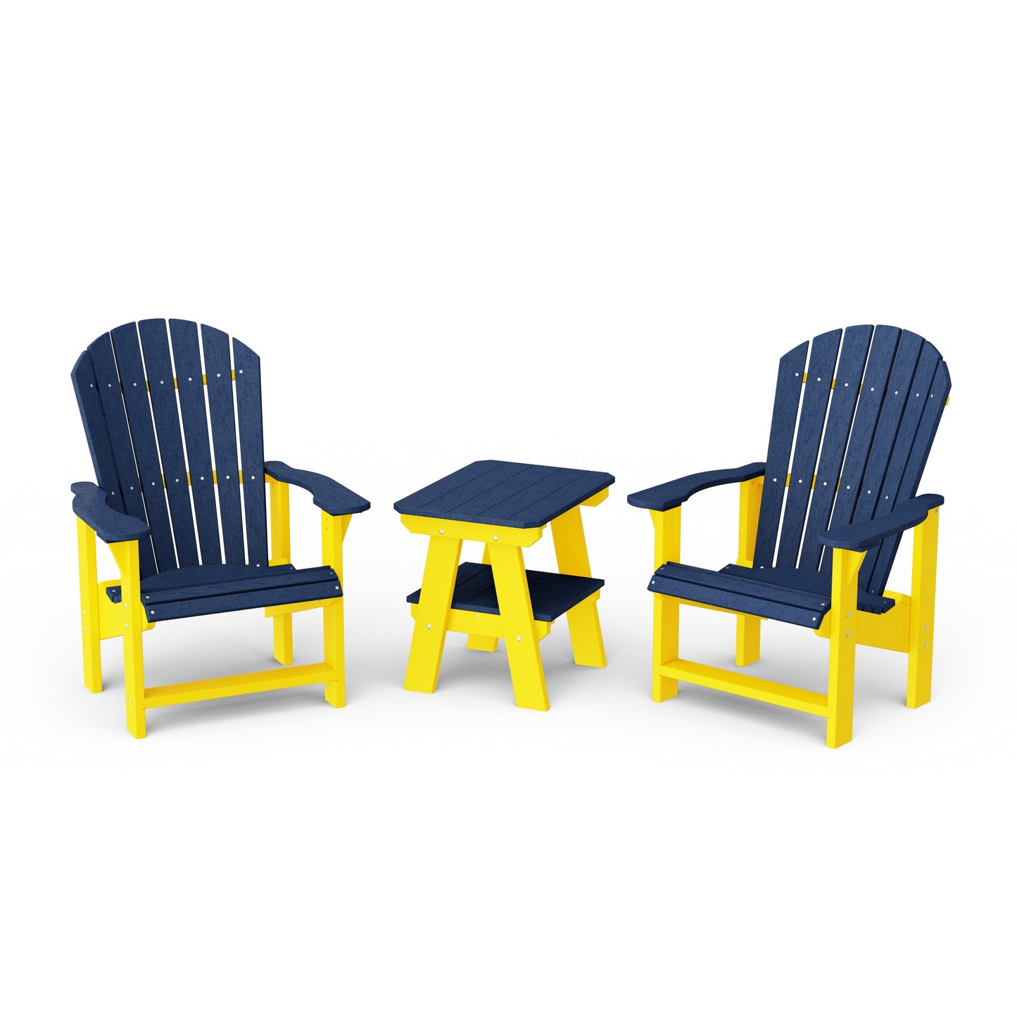 Heritage 3-Piece Upright Adirondack Chair Set with 22" Side Table